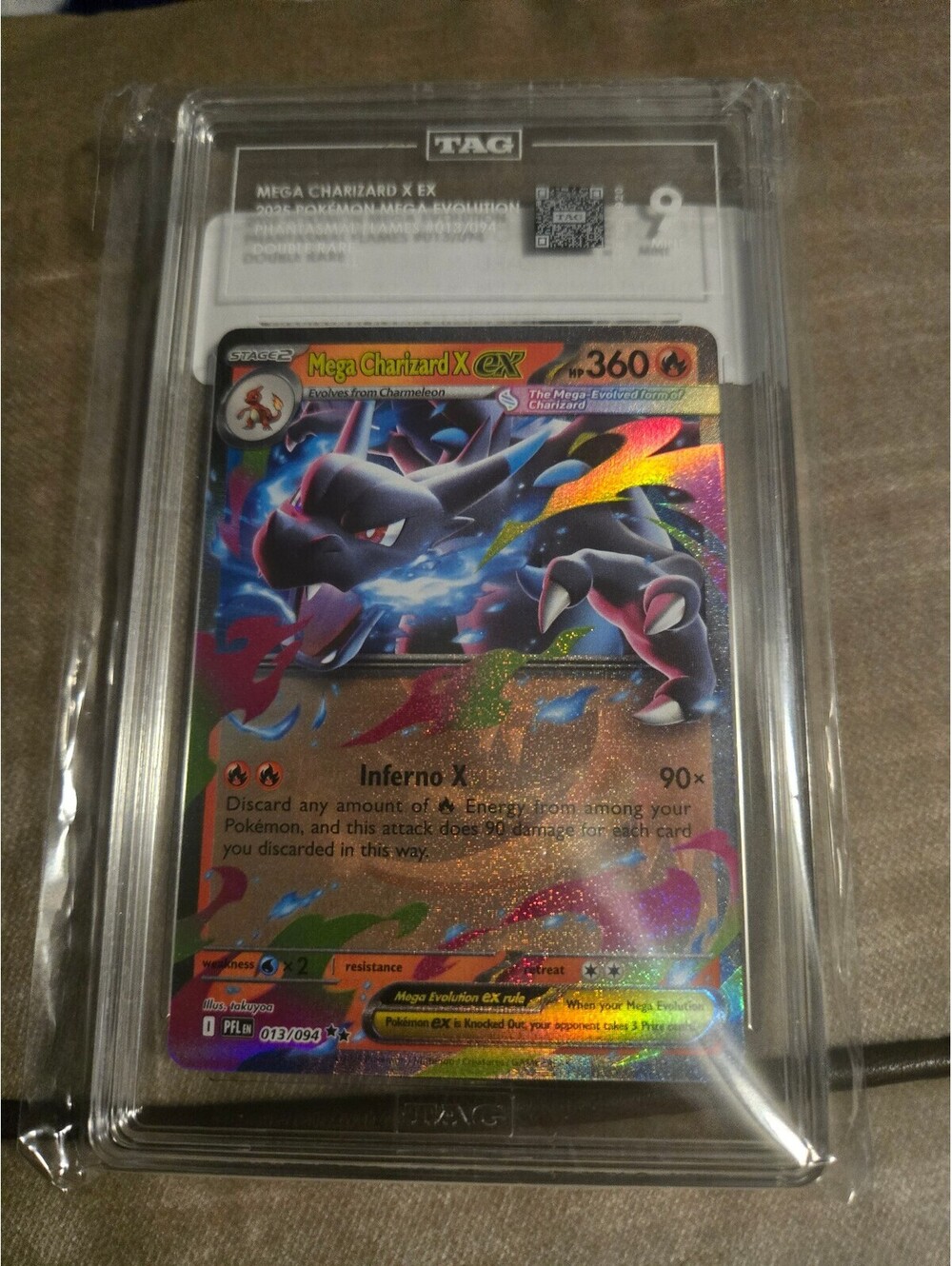 Pokemon Mega Charizard X EX Holo Trading Card Tag Grade 9